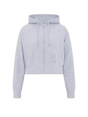 Dar Kesim Fermuarlı Kapüşonlu Sweatshirt