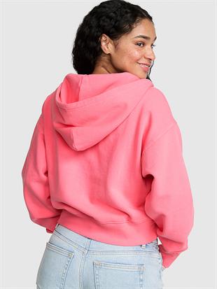 Dar Kesim Fermuarlı Kapüşonlu Sweatshirt