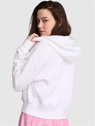 Dar Kesim Fermuarlı Kapüşonlu Sweatshirt