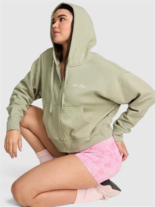 Dar Kesim Fermuarlı Kapüşonlu Sweatshirt