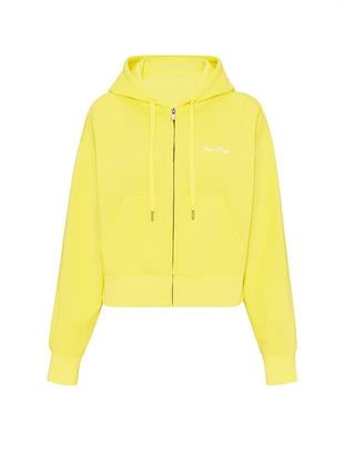 Dar Kesim Fermuarlı Kapüşonlu Sweatshirt