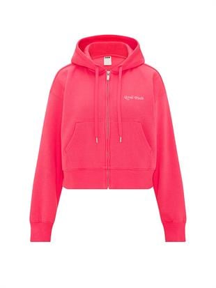 Dar Kesim Fermuarlı Kapüşonlu Sweatshirt