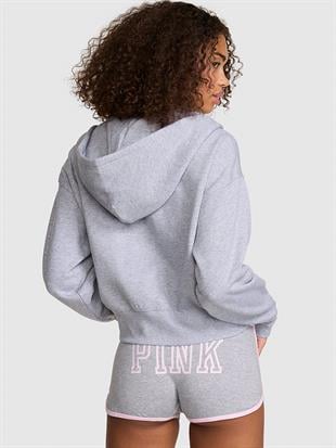 Dar Kesim Fermuarlı Kapüşonlu Sweatshirt