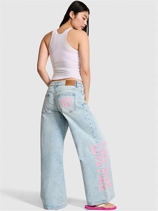 Denim by PINK Orta Bel Baggy Geniş Paça