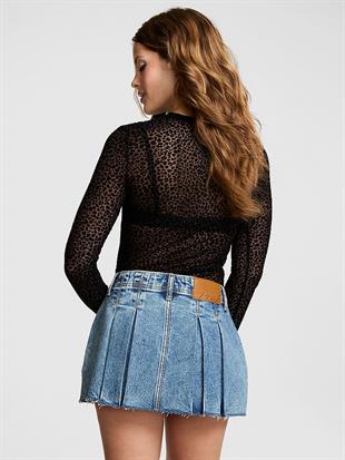 Denim by PINK Pileli Mini Etek