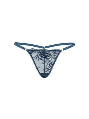 Denim Dantelli Ayarlanabilir V-String Külot