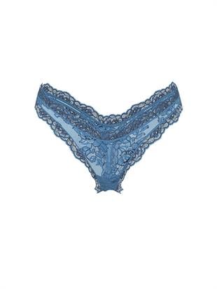 Denim Dantelli Derin Bacak Kesim Tanga