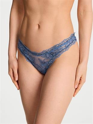 Denim Dantelli Derin Bacak Kesim Tanga