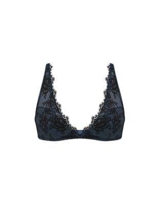 Denim Dantelli Desteksiz Üçgen Bralet