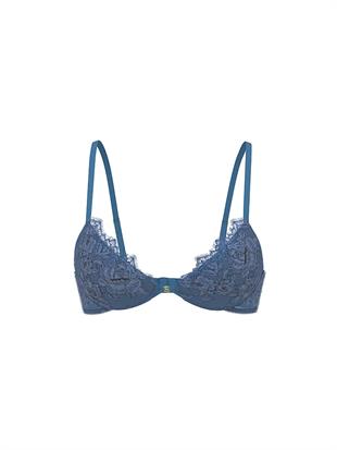 Denim Dantelli Push-Up Sütyen