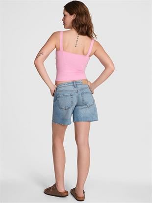 Denim Düz Kesim Şort