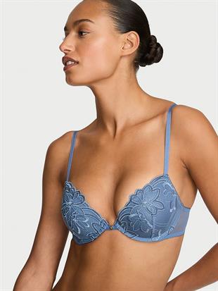 Denim İşlemeli Push-Up Sütyen
