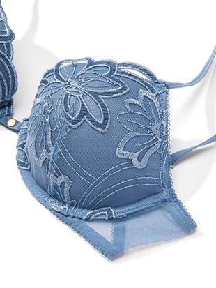 Denim İşlemeli Push-Up Sütyen