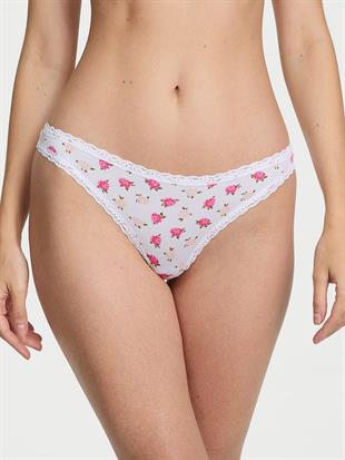 Esnek Pamuklu Dantel Belli Tanga