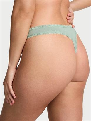 Esnek Pamuklu Dantel Belli Tanga