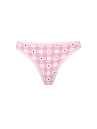 Esnek Pamuklu Dantel Belli Tanga