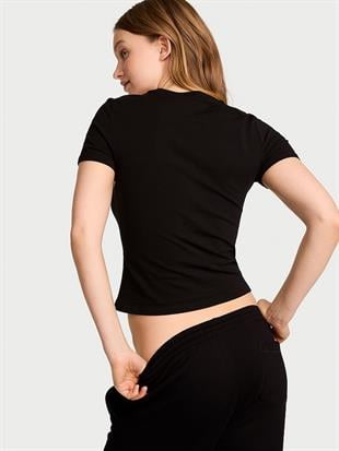 Esnek Pamuklu Dar Tişört