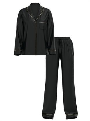 Fashion Show 25 Parlak Saten Uzun Pijama Takımı