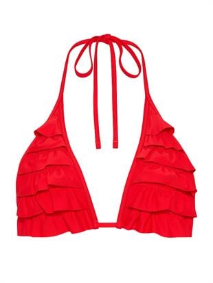 Fırfır Detaylı Üçgen Bikini Üstü