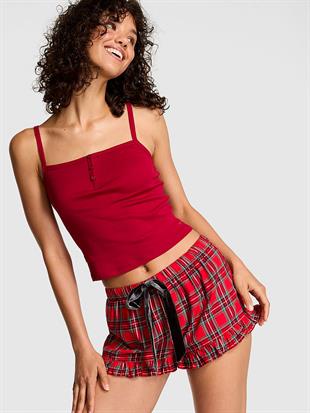 Flanel Fırfırlı Pijama Şortu