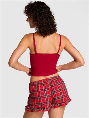Flanel Fırfırlı Pijama Şortu