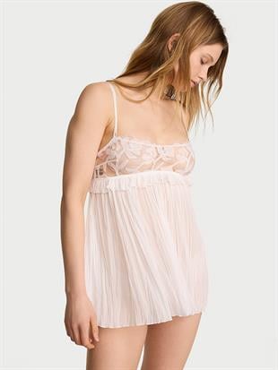 Frou Frou İşlemeli Pileli Babydoll Takımı