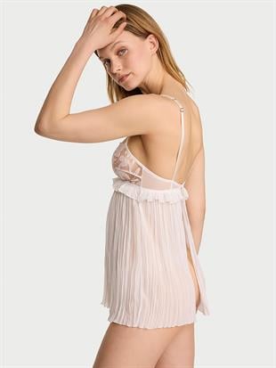 Frou Frou İşlemeli Pileli Babydoll Takımı
