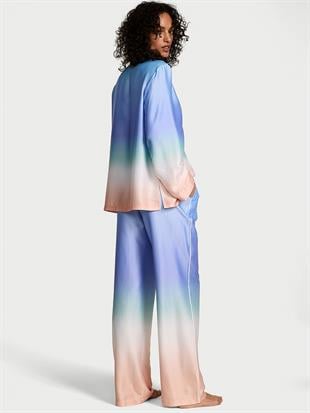 Glazed Saten Ombré Uzun Pijama Takımı
