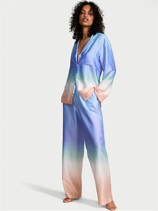 Glazed Saten Ombré Uzun Pijama Takımı