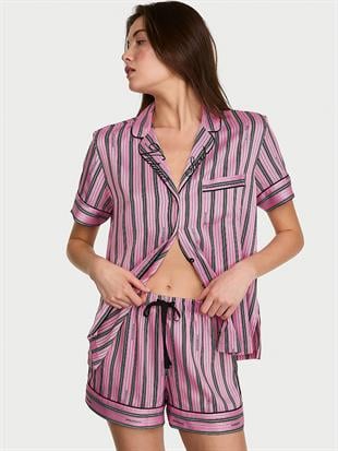 Glazed Saten Şortlu Pijama Takımı