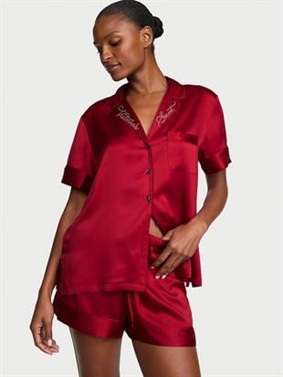Glazed Saten Şortlu Pijama Takımı