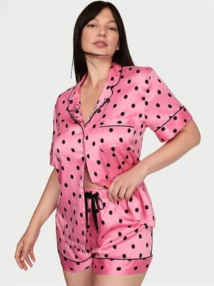 Glazed Saten Şortlu Pijama Takımı