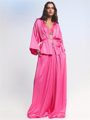Glazed Saten Ultra Geniş Paçalı Pijama Altı