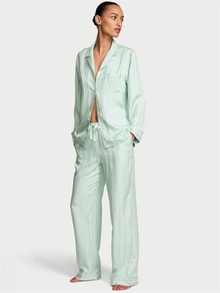 Glazed Saten Uzun Pijama Takımı