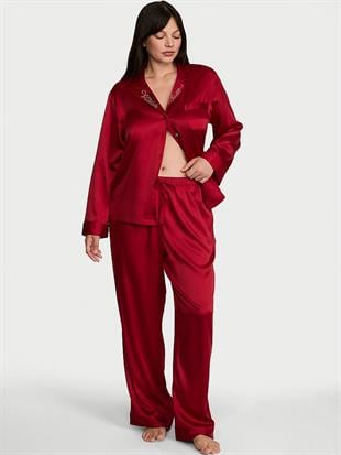 Glazed Saten Uzun Pijama Takımı