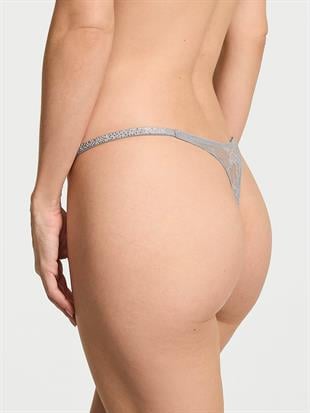 Gradyan Işıltılı Askılı Dantelli V-String Külot