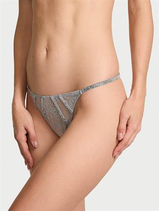 Gradyan Işıltılı Askılı Dantelli V-String Külot