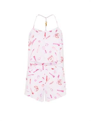 GRWPINK™ Saten Askılı Bluz ve Şort Pijama Takımı