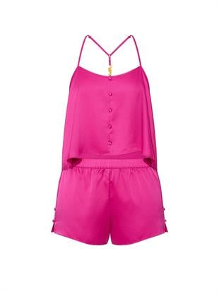 GRWPINK™ Saten Askılı Bluz ve Şort Pijama Takımı