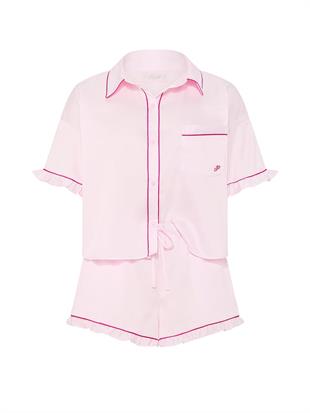 GRWPINK™ Saten Kısa Kollu ve Şortlu Pijama Takımı