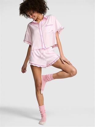 GRWPINK™ Saten Kısa Kollu ve Şortlu Pijama Takımı
