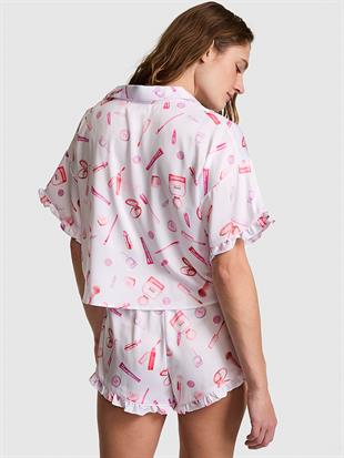 GRWPINK™ Saten Kısa Kollu ve Şortlu Pijama Takımı