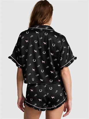 GRWPINK™ Saten Kısa Kollu ve Şortlu Pijama Takımı