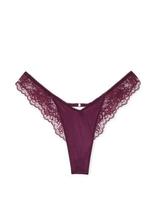 Gül Dantelli Derin Bacak Kesim Tanga