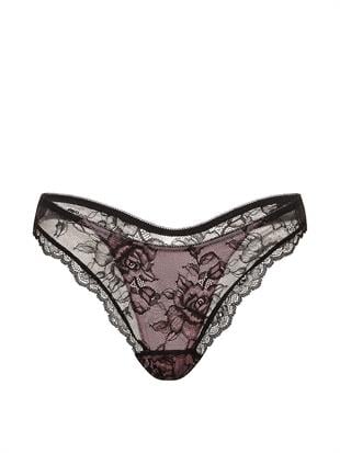Gül Detaylı Dantelli Tanga