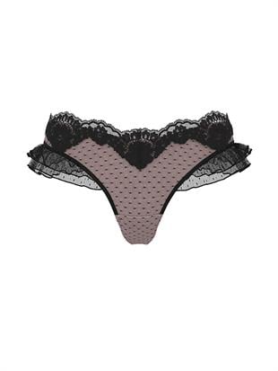 Heritage Puantiyeli Dantelli Fırfırlı Tanga