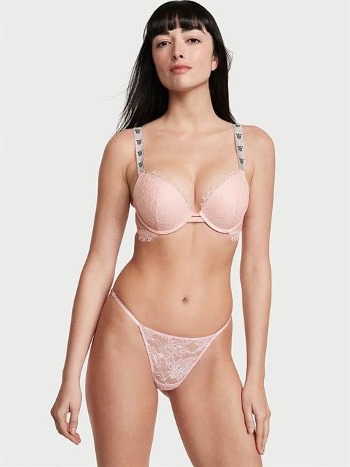 Işıltılı Askılı Dantel V-String Külot