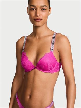 Işıltılı Askılı Dantelli Push-Up Sütyen