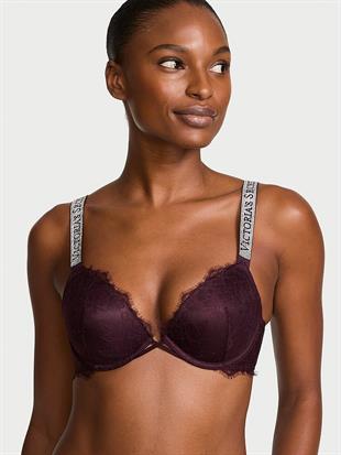 Işıltılı Askılı Dantelli Push-Up Sütyen