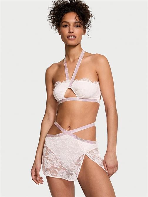 Işıltılı Askılı Halter Bralet & Mini Etek Takımı